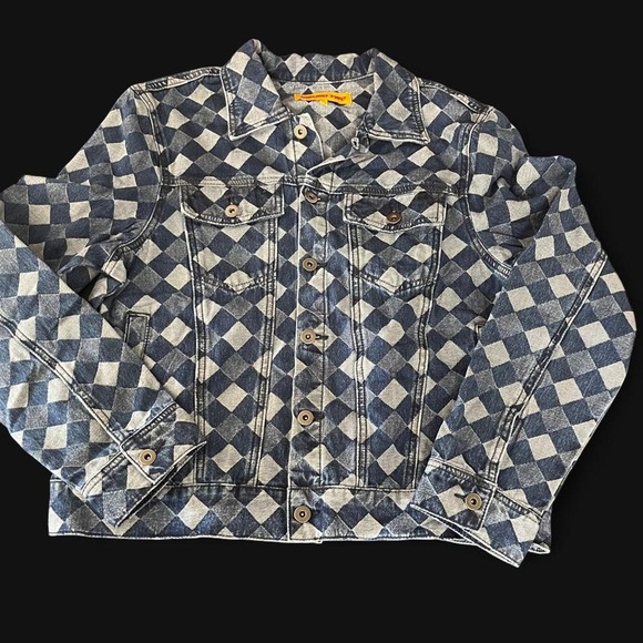 Round two Other - Round Two Diamond Checkerboard Denim Trucker Jacket